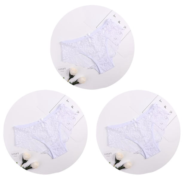¡3 piezas/paquete! Bragas de encaje sexy para mujer, ropa interior, calzoncillos de encaje SML XL, lencería suave con lazo Floral transparente Tan Jianjun unisex
