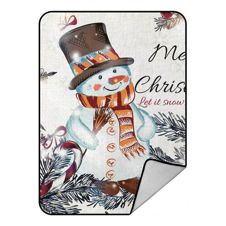 - YKCG Christmas Snowman Snowflakes Happy New Year Blanket Crystal Velvet Front and Lambswool Sherpa Fleece Back Throw Blanket 58x80inches