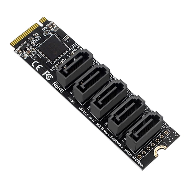 Likrtyny Tarjeta adaptadora M.2 M-Key PCI Express a SATA 3 0 SSD tarjeta convertidora chipset JMB585