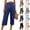 29# Navy, variant on Capri Cotton Linen Pants Women Summer Lightweight Stretch Work Dress Pants Office Business Casual Slacks Knee Length Shorts Navy M