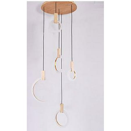 

Salon Club Modern LED Ring Light Suspension Luminaire Wood Pendant Lights Fixture
