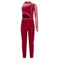 thumbnail image 3 of dPois Combinaison de Danse Asymétrique pour Filles, Justaucorps de Patinage Artistique, Rouge 8, 3 of 5