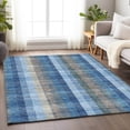 thumbnail image 5 of HomeRoots 676457 9 x 12 ft. Denim Blue, Gray & Beige Plaid Washable Machine Made Rectangle Area Rug with UV Protection, 5 of 9