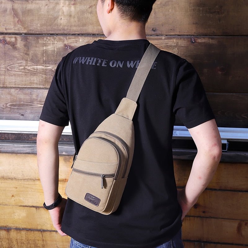 Mens canvas shoulder sling bag sale