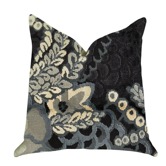Plutus 20" x 30" Leilani Fleurs Luxury Throw Pillow in Blue and Beige Tones