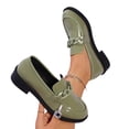 thumbnail image 3 of Xucatan Trendy Women's Chain Embellished Loafers with Glossy Patent Finish, Low Block Heel Slip-On Shoes with Padded Insole, Wide Fit Comfortable Walking Shoes for Spring Fall Outfits Gift, 3 of 9