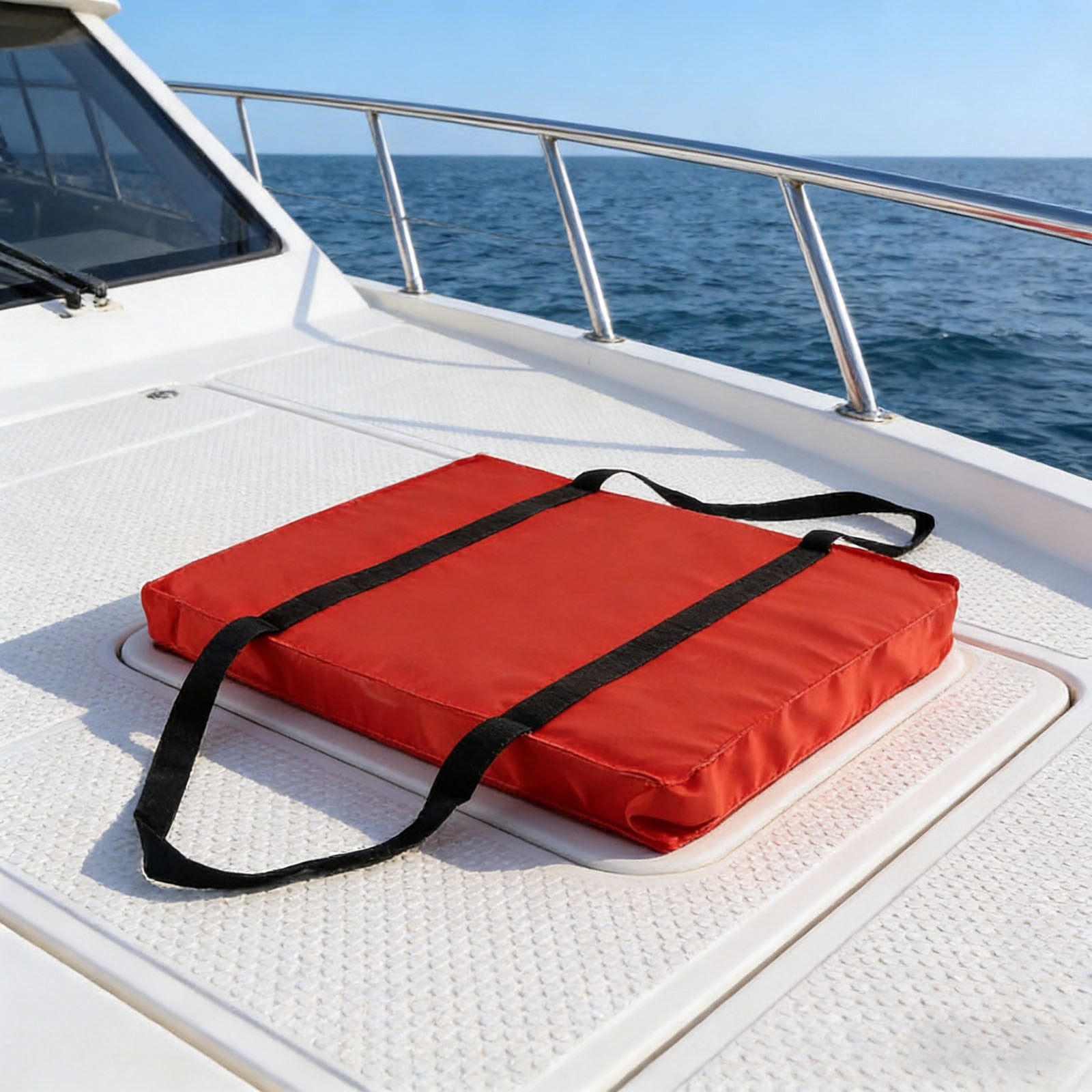 Emergency Marine Foam Flotation Cushion - 16.5 x 14 Inch Square Boat Cushion for Canoes, Kayaks, and Boats - Red Throwable Floatation Seat Pad, Swimming Boat Throwable Flotation Device (Red)