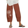 thumbnail image 1 of ZANZEA Women Elastic Waist Print Mid-Calf Length Pants Straight Trousers, 1 of 2