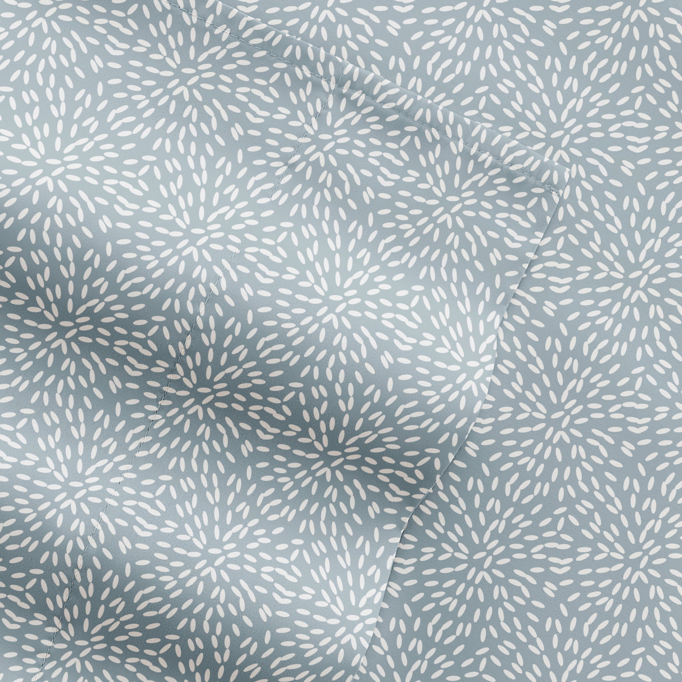 Noble Linens 3 Piece Pattern Microfiber Bed Sheets Set, Sky Blue Modern Circles, Twin