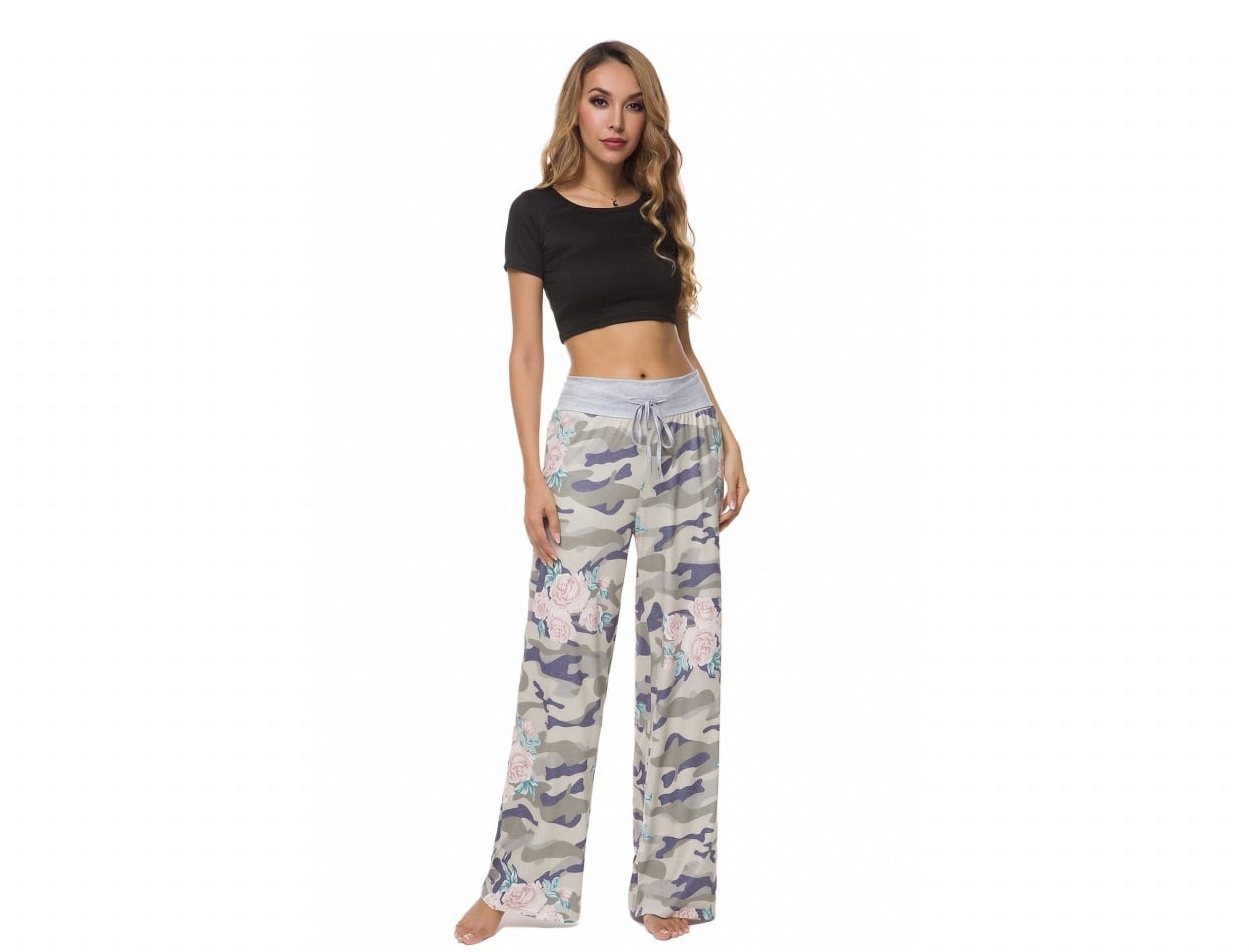 Lilly Posh Women's Comfy Stretch Drawstring Camouflage and Floral Lounge  Pants with Black Waist - Walmart.com
