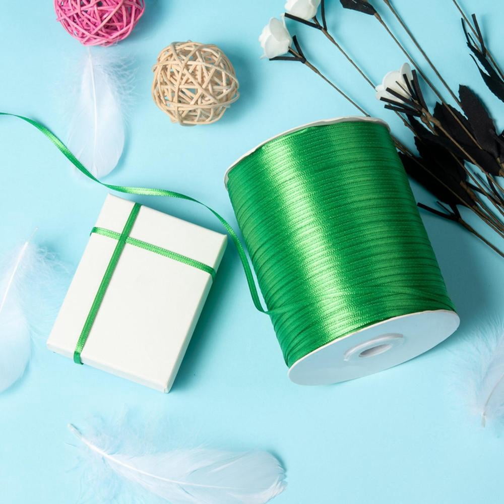 Double Face Satin Ribbon Polyester Ribbon Green 1/8 inch(3mm) wide 880yards/roll(804.672m/roll)