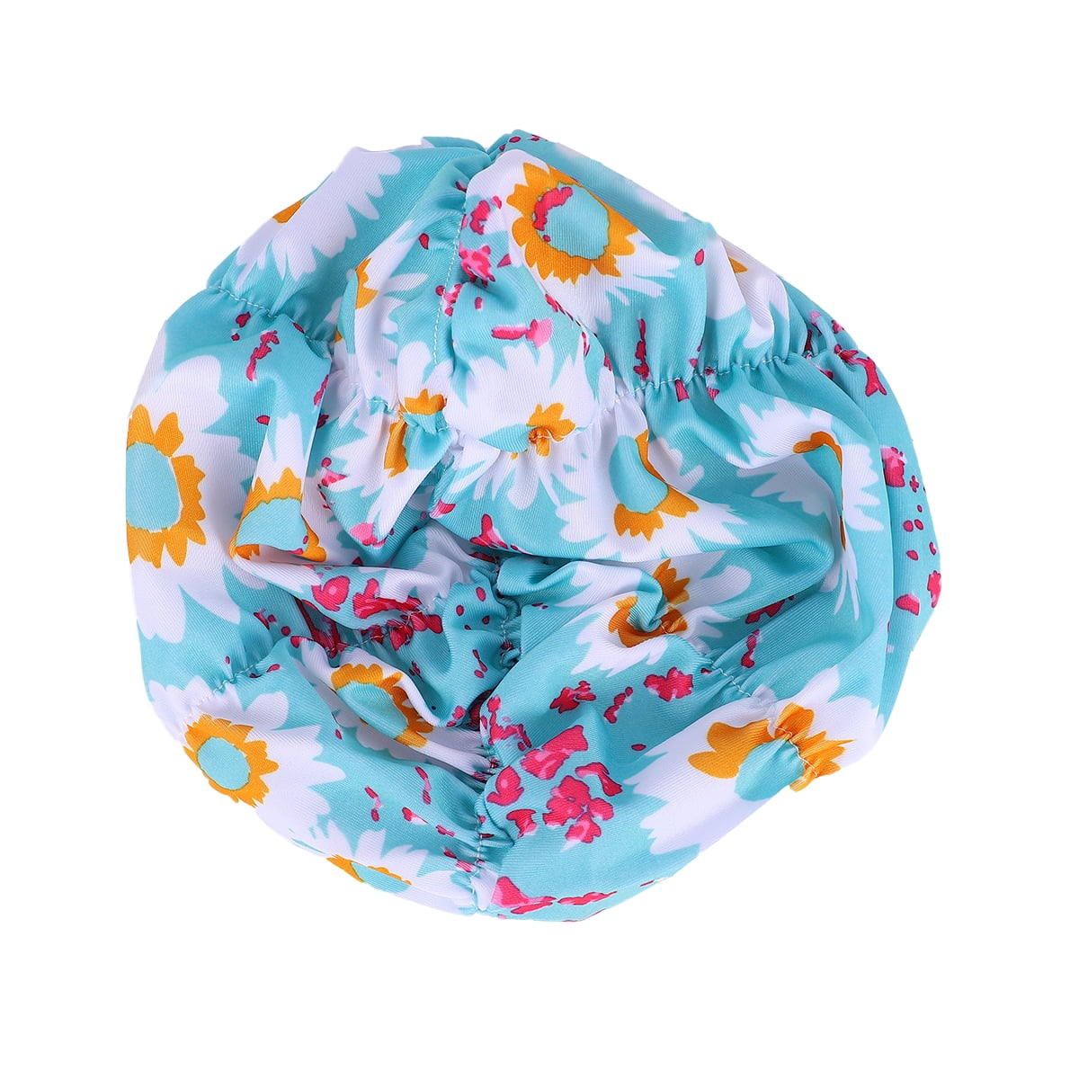Printed Swimming Swimming Hat Sports Elastic Swimming Hat Ear Cover Swimming Head Accessory for Women Girls Lady (Blue)