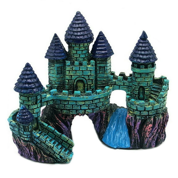 Artificial Castle Aquarium Ornament, Simulation Realistic Non-toxic Resin Rockery Ancient Castle Rocks Cave Landscaping Fish Tank Accessory for Home Decoration