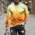 thumbnail image 2 of Honeeladyy Pullover Top for Men Long Sleeve 3D Flame Printed Round-Neck Sweatshirt Slim Fit Sport Casual Tee Shirt Blouses #Ta-Yellow-XXL, 2 of 5