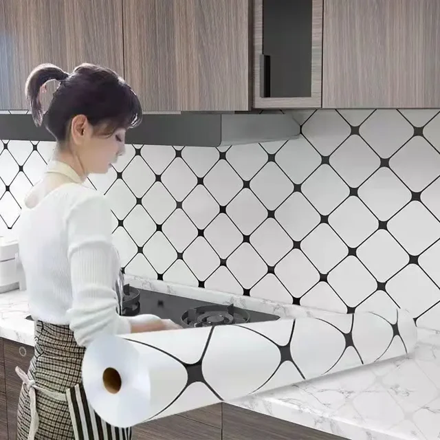 Kitchen Stove Oil-proof Sticker Waterproof High Temperature Resistant Wallpapers Kitchen Decoration Self Adhesive Contact Paper