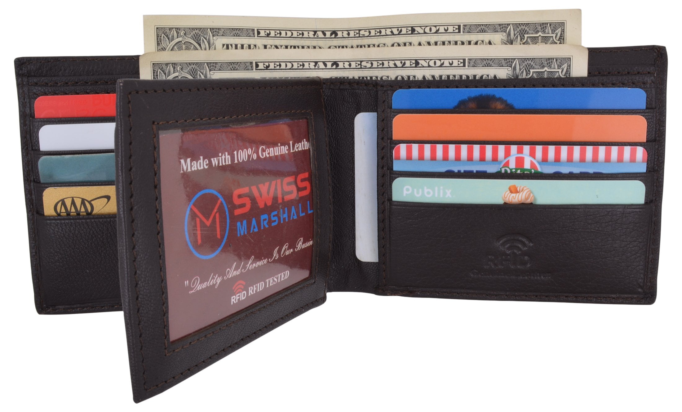 Marshal Wallet Bifold Men's RFID Security Blocking Leather Extra