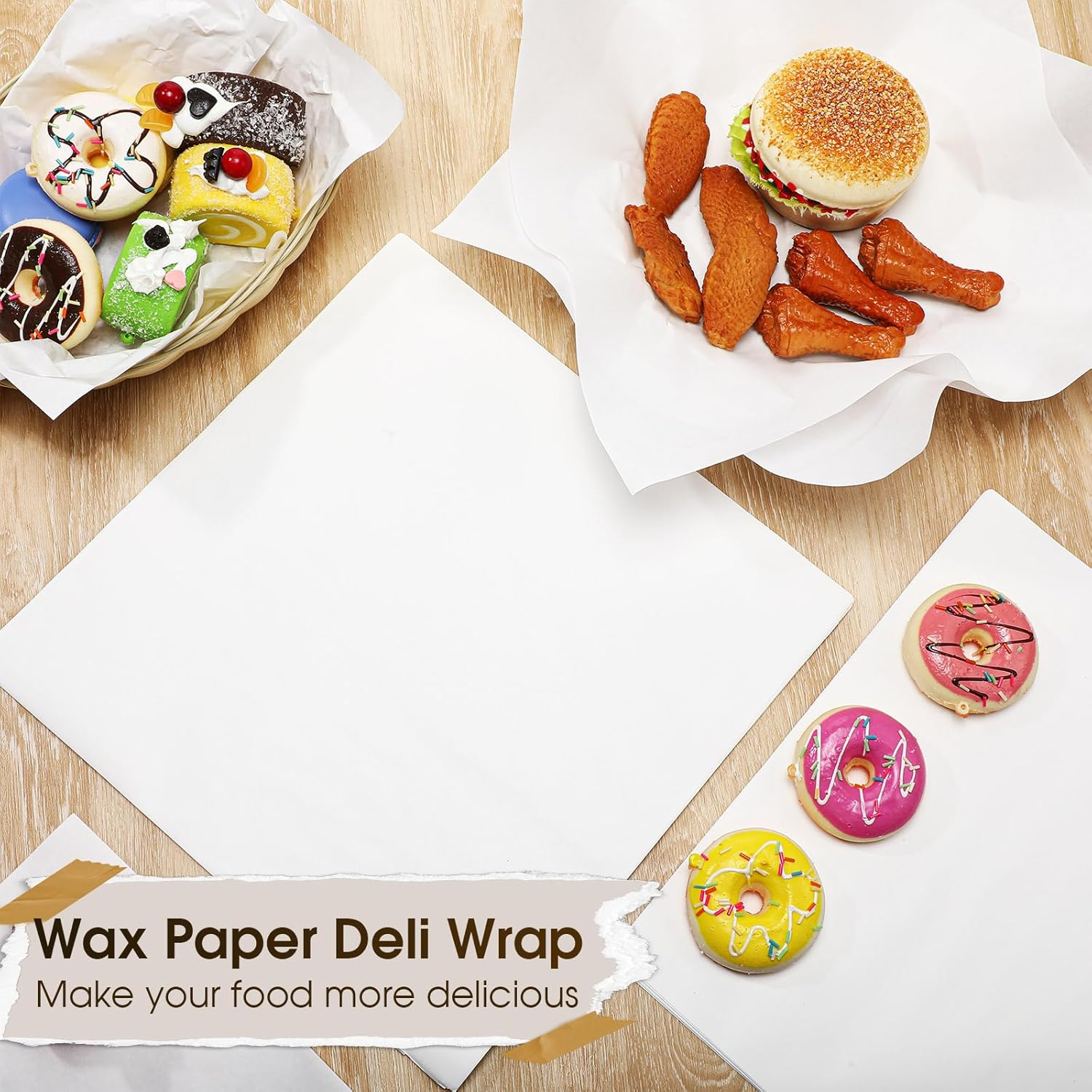 100 Pcs Deli Paper Sheets Proof Deli Wrappers White Parchment Paper Food Basket Paper Liners Food Wrapping Paper Sheets for Cookies Microwave Oven Picnic BBQ,White,10x14 inch,Topboutique