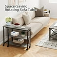 thumbnail image 6 of 360° Rotatable Sofa Side Table Mobile End Table with 2-Tier Storage Shelves, Movable Laptop Table with Sturdy Metal Frame /6 Universal Casters, Couch Snack Table for Home (Grey), 6 of 6