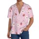 thumbnail image 1 of Balery Hand Drawn Strawberry Camisa Casual de Manga Corta con Botones para Hombre, Texturizada, Estilo Cubano, para Playa, Verano-Medium, 1 of 5