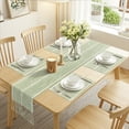 thumbnail image 5 of Table Runner and Placemats Set of 4, Yamaziot Washable Fabric Rectangle Dining Table Mats with Tassels, 13"x72" Table Flag & 13"x18" Place Mats, Hemstitch Green, 5 of 9
