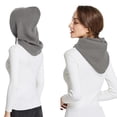 thumbnail image 4 of EYNMVR Oversize Hooded Scarf Hat Knit Balaclava for Women Men Winter Neck Gaiters Beanie Skull Cap Drawstring Neck Warmer, 4 of 5