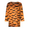 thumbnail image 4 of Camiseta de mujer con estampado de Halloween, manga 3/4, para uso diario, fin de semana, básica, cuello redondo, top regular, 4 of 5