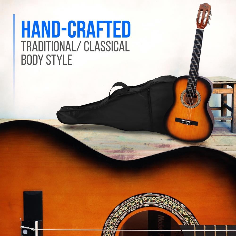 Pyle Acoustic Guitar Kit, 3/4 Junior Size Instrument for Beginner Kids, Adults, 36” Sun Burst Matte