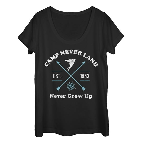 Women's Peter Pan Camp Neverland Scoop Neck Black Large