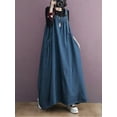 thumbnail image 2 of Denim Jumper Dress for Women Loose Version Baggy Style Maxi Length Adjustable Straps Wide Hemline Blue M, 2 of 6