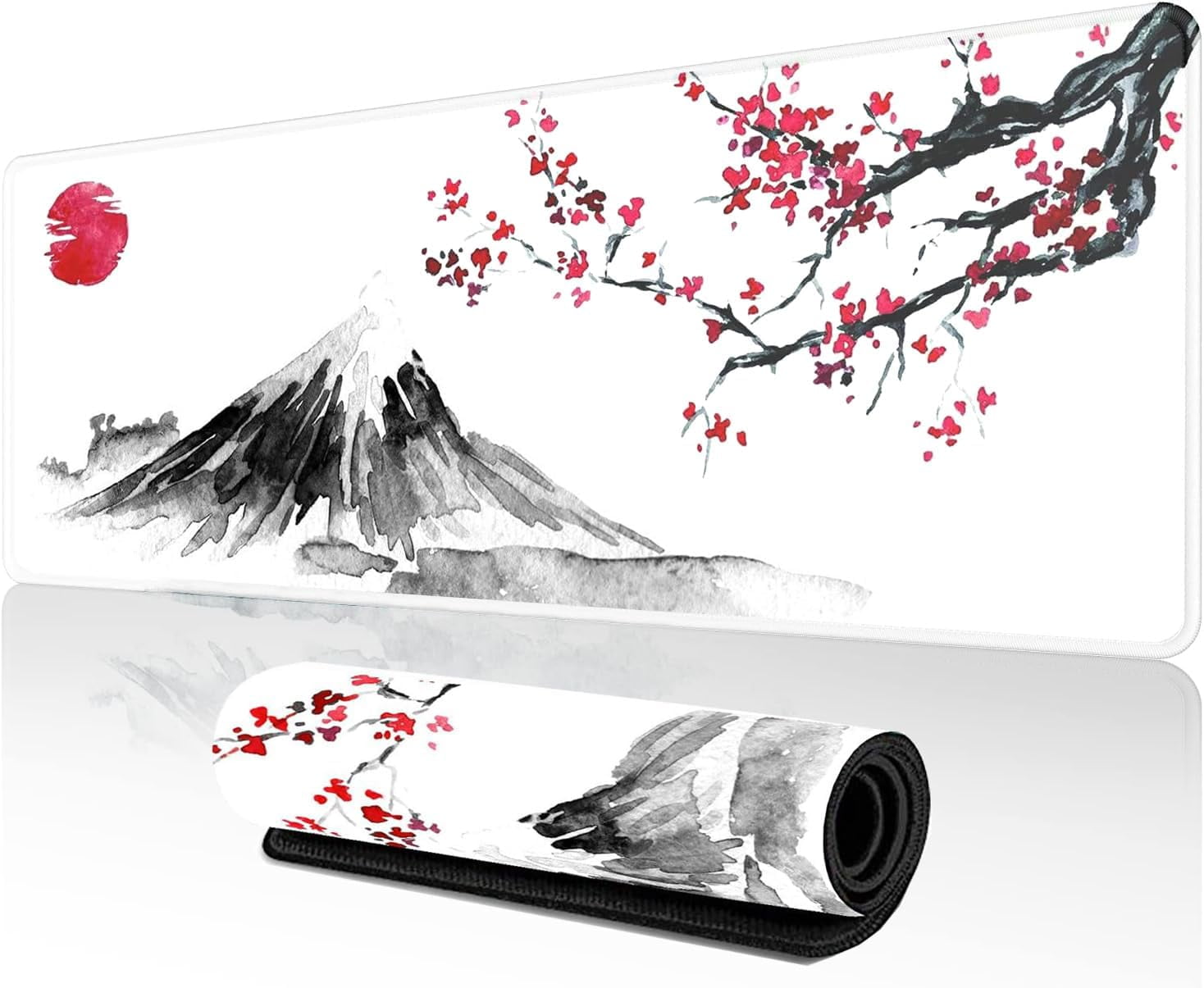 Large Mouse Pad with Stable Rubber Base and Stitched Edges-Japanese Gaming Mouse Pad , 31.5x11.8 - Desk Mat Deskpad for Home Office Work Game