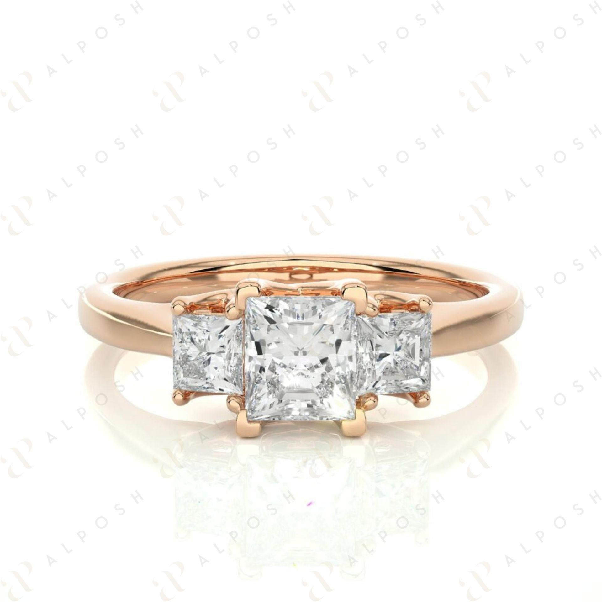 1.50 TCW Princess Cut 3 Stone Engagement Ring 925 Silver
