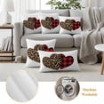thumbnail image 6 of Valentine's Day Outdoor Waterproof Pillow Covers, Loves Red Plaid Leopard Romantic Decorative Square Throw Pillowcase Sofa Cushion Sham for Patio/Couch/Chair, 16"x16" 2 Pack, 6 of 8
