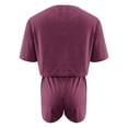 thumbnail image 7 of 2 Piece Sets for Women Fashion Casual Solid Color Short-sleeved Shorts Set Short-sleeved Crew-neck Top/shirt Set, 7 of 7