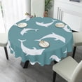 thumbnail image 4 of Eveokoki Round Tablecloth - 60 Inch Dia - Polyester Fabric Table Cloth - Washable Table Cover with Dust-Proof Wrinkle Resistant for Restaurant, Picnic, Indoor and Outdoor Dining,Dolphin, 4 of 5