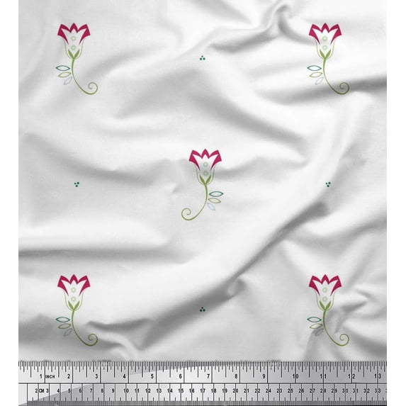 Soimoi Cotton Duck Fabric Leaves & Floral Artistic Printed Craft Fabric by the Yard 56 Inch Wide