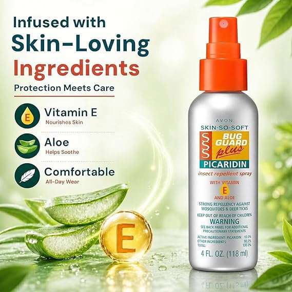 Avon Skin So Soft Bug Guard, Travel Size Insect Repellent Spray with Picaridin, DEET-Free, 4 fl oz