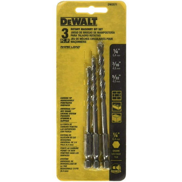 DEWALT Masonry Drill Bit Set, Rotary, 3Piece (DW2571)