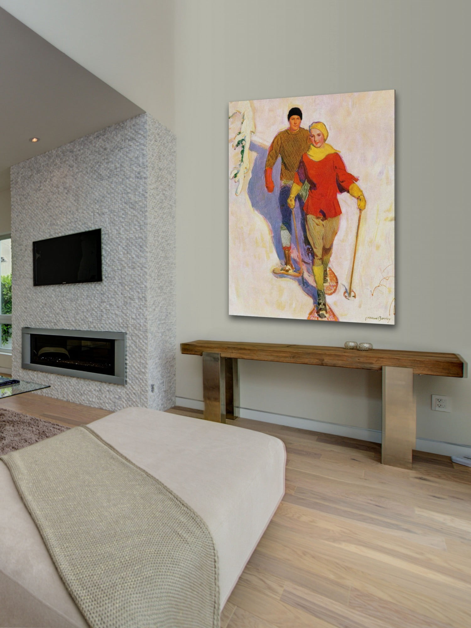 Marmont Hill Couple Wearing Snowshoes Print on Wrapped Canvas