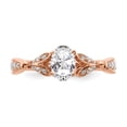 thumbnail image 4 of Solid 14k Rose Gold Diamond Side-Stones with CZ Cubic Zirconia Center Stone Engagement Ring Size 5.5, 4 of 8