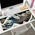 thumbnail image 4 of Japanese Mouse Pad, Kanagawa Great Wave Mouse Pad, XL Anime Gaming Keyboard Mat, Stitched Edges Rubber Base, XL Big Extended Desk Protector for Home Office, 31.5”x11.8” (Sea Wave - Cloud), 4 of 6