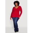 thumbnail image 3 of Women's Plus Size Long Sleeve V-Neck Basic Tee, 3 of 5