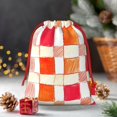 thumbnail image 6 of Super Soft Fabric Gift Bag Contraction Free Bag Mouth Pull Rope Design Red Ribbon Mouth For The Festival Orangered Houndstooth Checkered Hand-Drawn Sketch_4 Large, 6 of 8