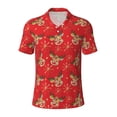 thumbnail image 2 of Daiia Christmas With Cute Deer Pattern Men’s Polo Shirts,Solid Deck Shirt,Classic Fit, Breathable Cotton Polo for Casual and Sport Wear-Large, 2 of 7