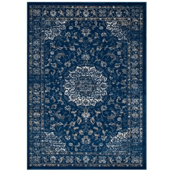 Modern Contemporary Urban Design Living Lounge Room Area Rug Runner Floor Carpet, Distressed Vintage Style, Fabric, Blue