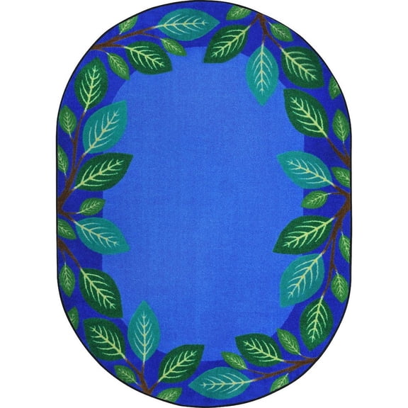 Joy Carpets Kid Essentials Breezy Branches 5'4" x 7'8" Oval Area Rug in Color Multi