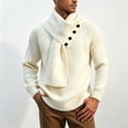 thumbnail image 5 of USNSM Men's Shawl Collar Button Front Knit Sweater Pullover Long Sleeve Business Casual Winter Warm Tops White L, 5 of 5
