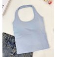 thumbnail image 6 of Womens Cotton Solid Color Halter Tank Tops Backless Double Lined Basic Shirts Trendy Going Out Tops Black Free Size, 6 of 6