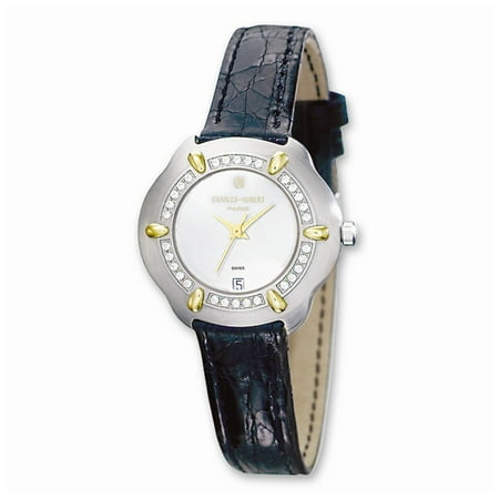 Ladies Charles Hubert 0.32ct Diamond/18k Crocodile White Dial Watch