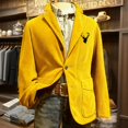 thumbnail image 2 of CharmCyan Men’s Corduroy Blazer Jacket with Deer Head Print Notch Lapel Single Breasted Casual Fit Suit Coat Outerwear Yellow 2XL, 2 of 2