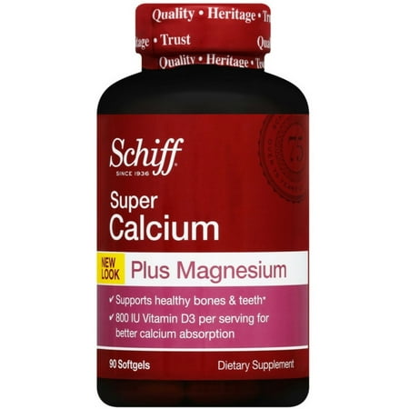 Fiber Supplement Plus Calcium - Schiff Calcium Carbonate Plus Magnesium with Vitamin D3 800 IU, Calcium Supplement, 90 ct